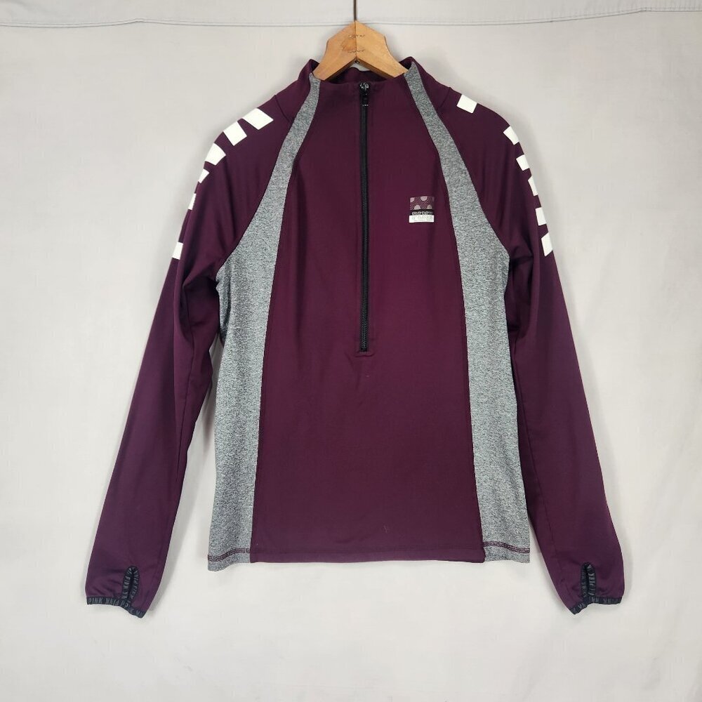 Pink by Victoria's Secret Half Zip Pullover Jacket Sz M Maroon Gray Ultimate